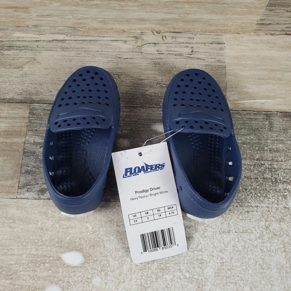 Floafers Prodigy Driver Toddler Kids Shoe Sz 4 M Navy Peony Bright White Slip On